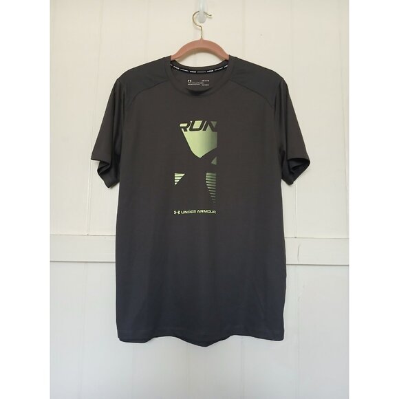 Under Armour Fitted HeatGear CoolSwitch RUN Graphic Athletic Shirt Mens L Gray - Picture 1 of 16